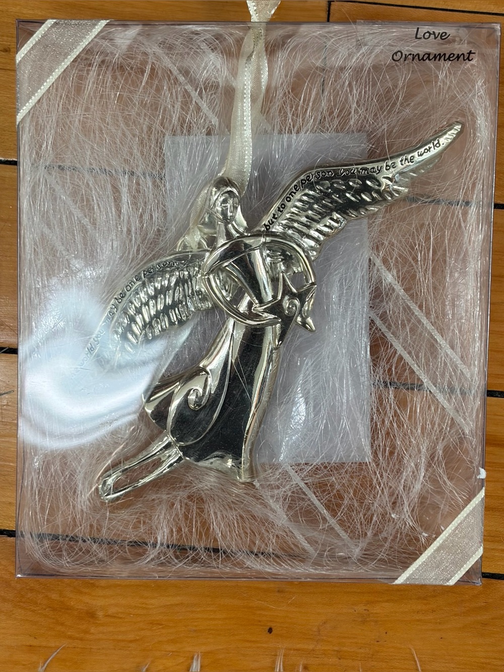 Serenity Love Angel Pewter Ornament Silver Wings Inspirational NIP Traditional